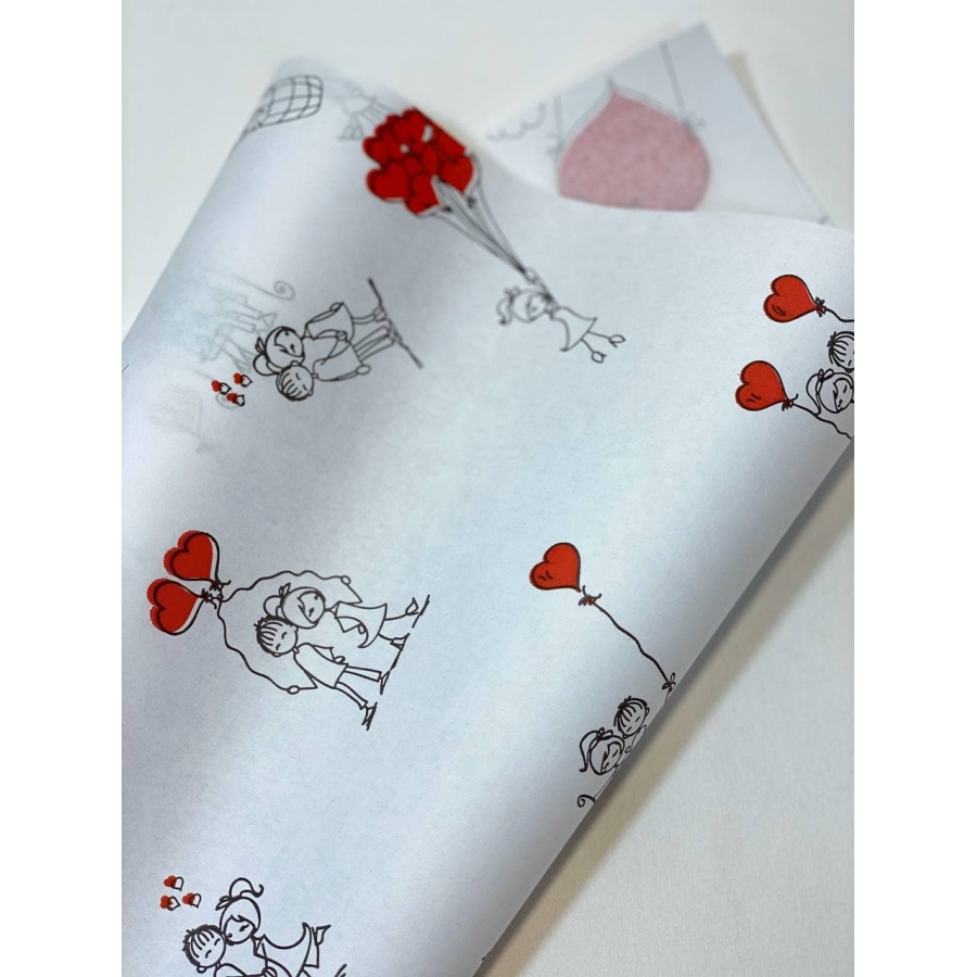 Папір подарунковий "Valentine's Day" на білому